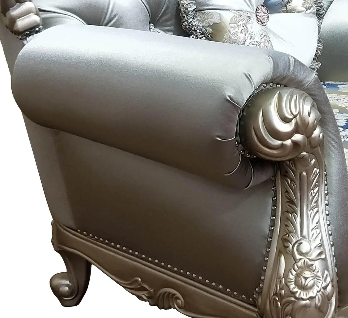 Ariel Transitional Style Chair In Silver Finish Wood by Cosmos Furniture at Eve Furniture