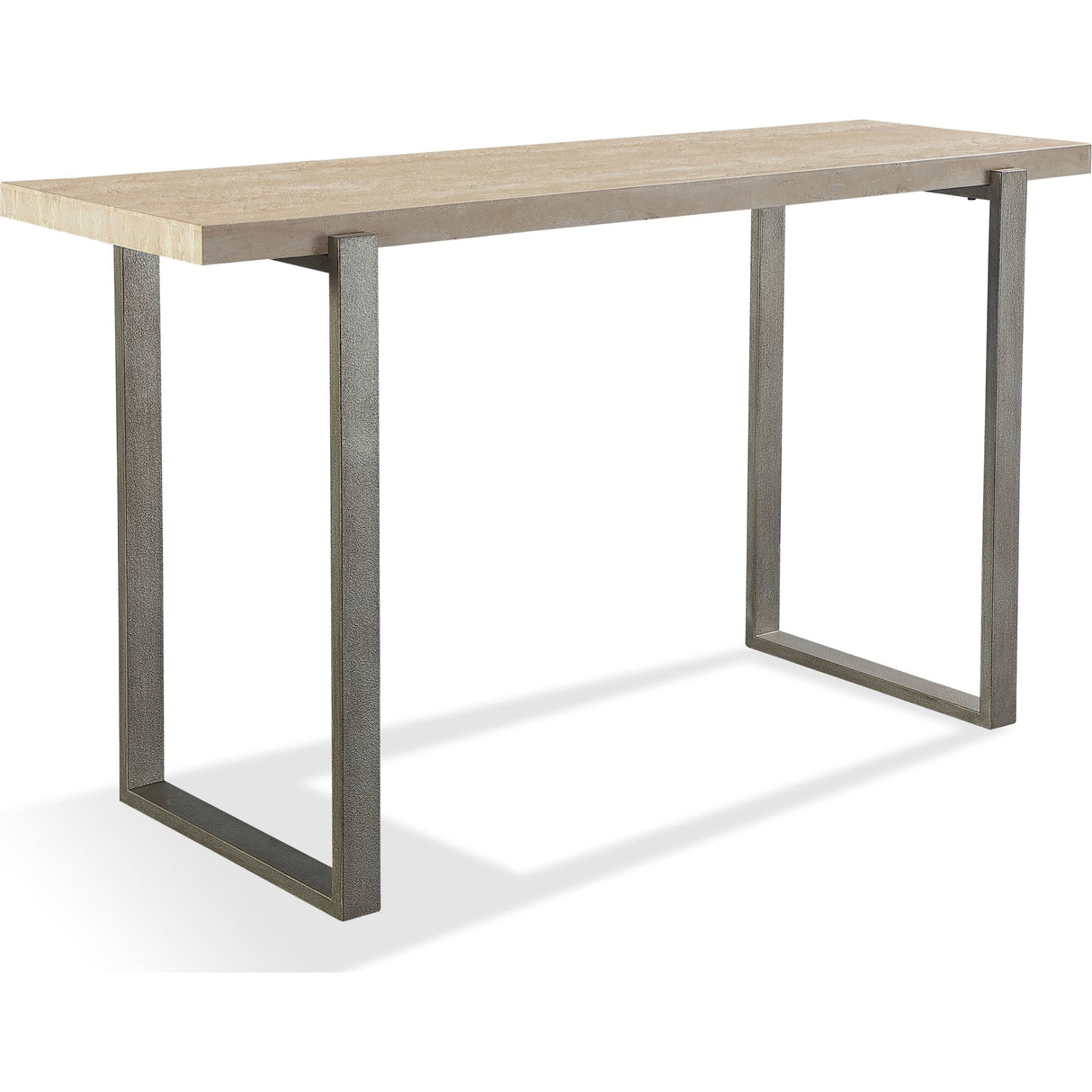 Ariela Natural Travertine Console Table with Bronze Metal Base by Modus Furniture at Eve Furniture