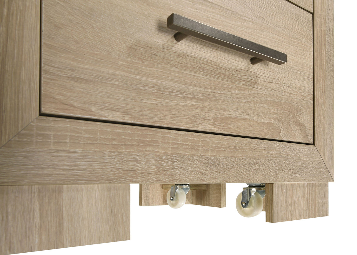 Arielle Light Oak 2-drawer Bedroom Nightstand with Casters by Coaster at Eve Furniture