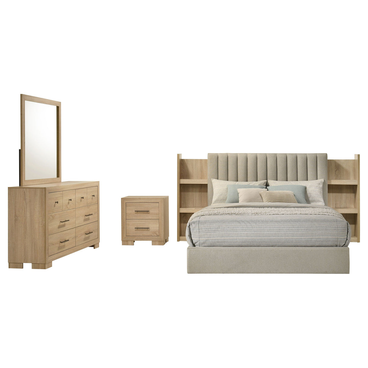 Arielle Light Oak 4-piece Eastern King Bedroom Set by Coaster at Eve Furniture