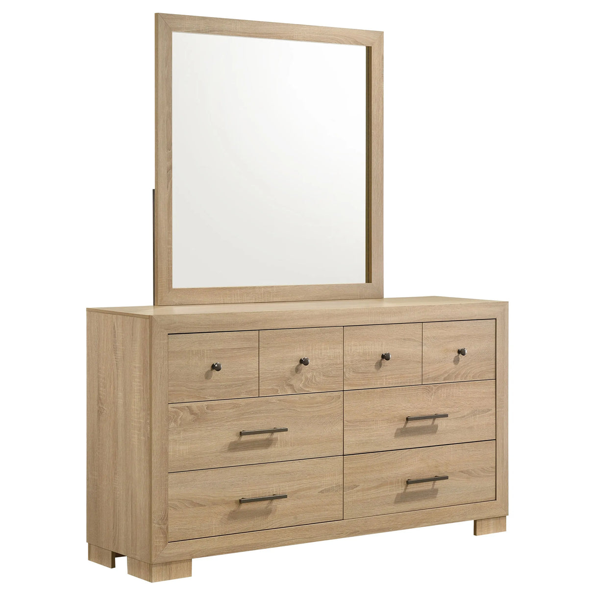 Arielle Light Oak 6-drawer Bedroom Dresser with Mirror by Coaster at Eve Furniture