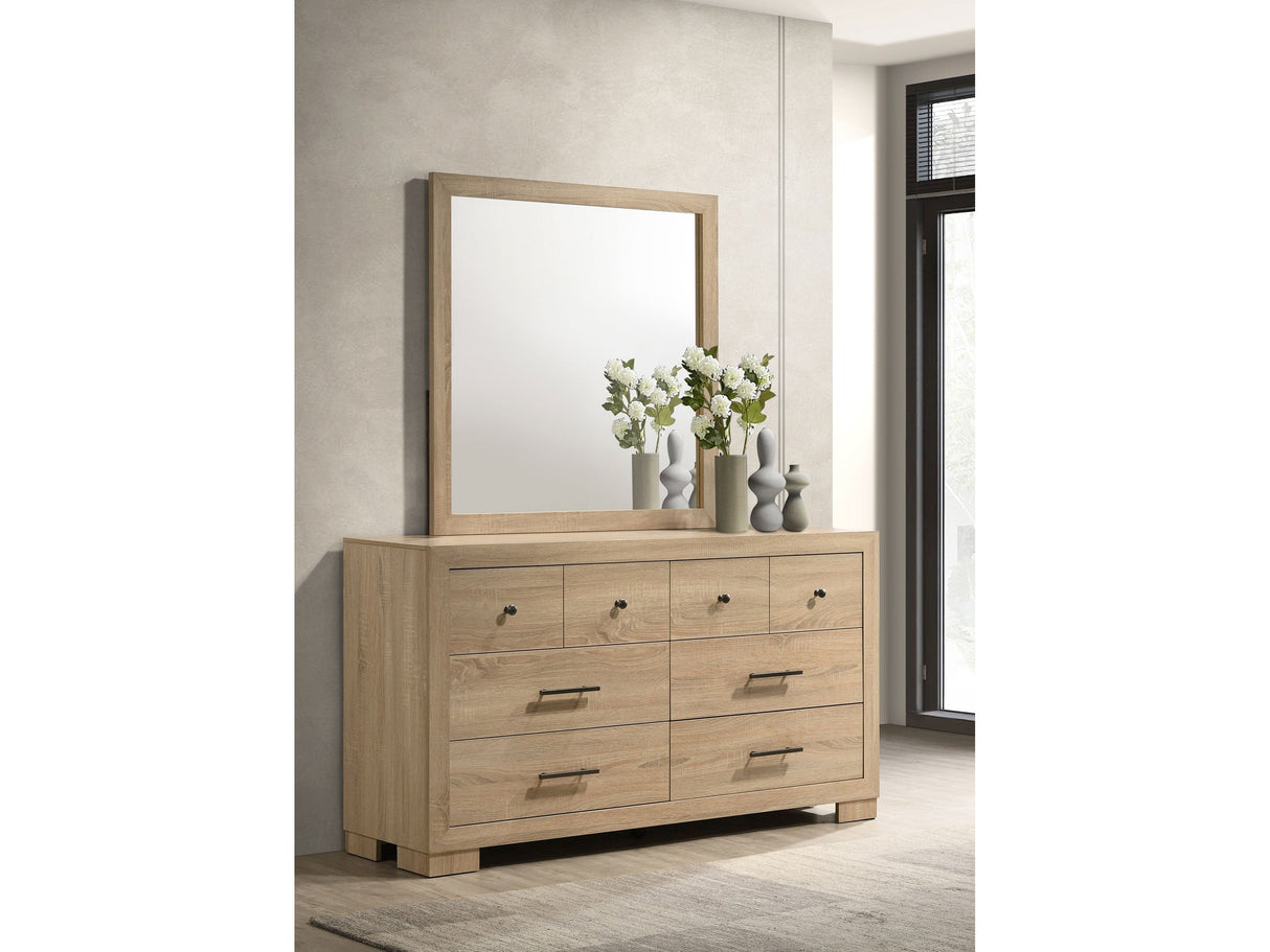 Arielle Light Oak 6-drawer Bedroom Dresser with Mirror by Coaster at Eve Furniture