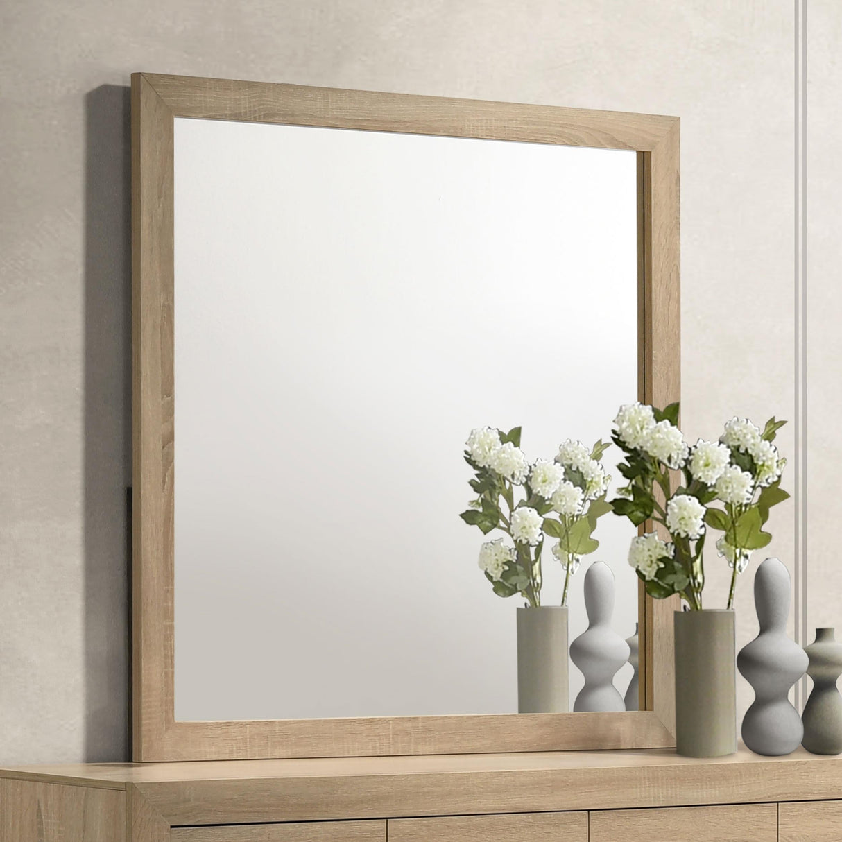 Arielle Light Oak Dresser Mirror by Coaster at Eve Furniture