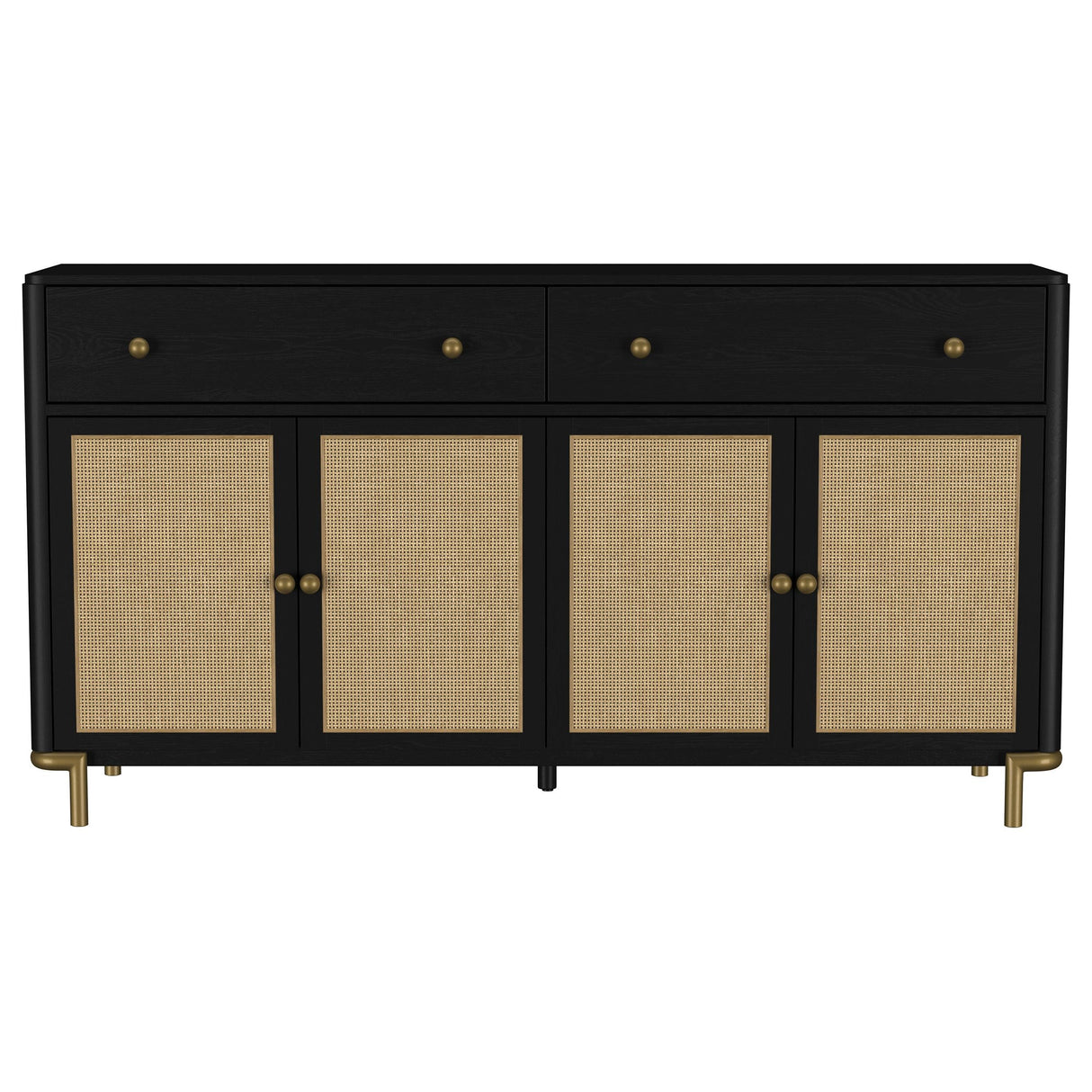 Arini Black 2-Drawer Cane Door Dining Sideboard Server by Coaster at Eve Furniture