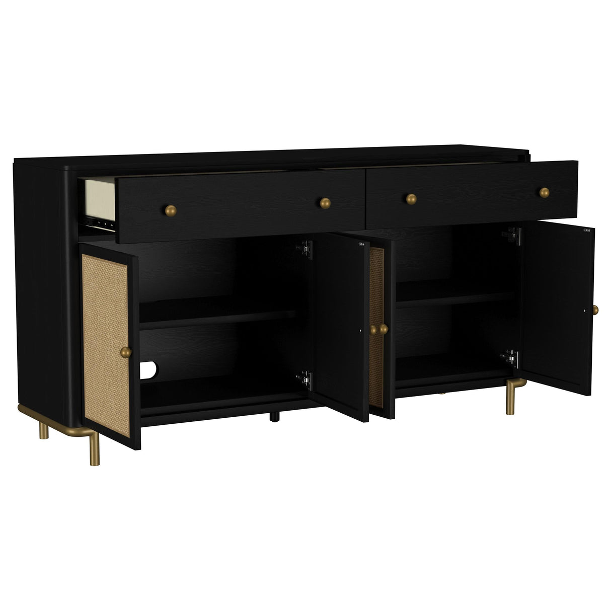 Arini Black 2-Drawer Cane Door Dining Sideboard Server by Coaster at Eve Furniture