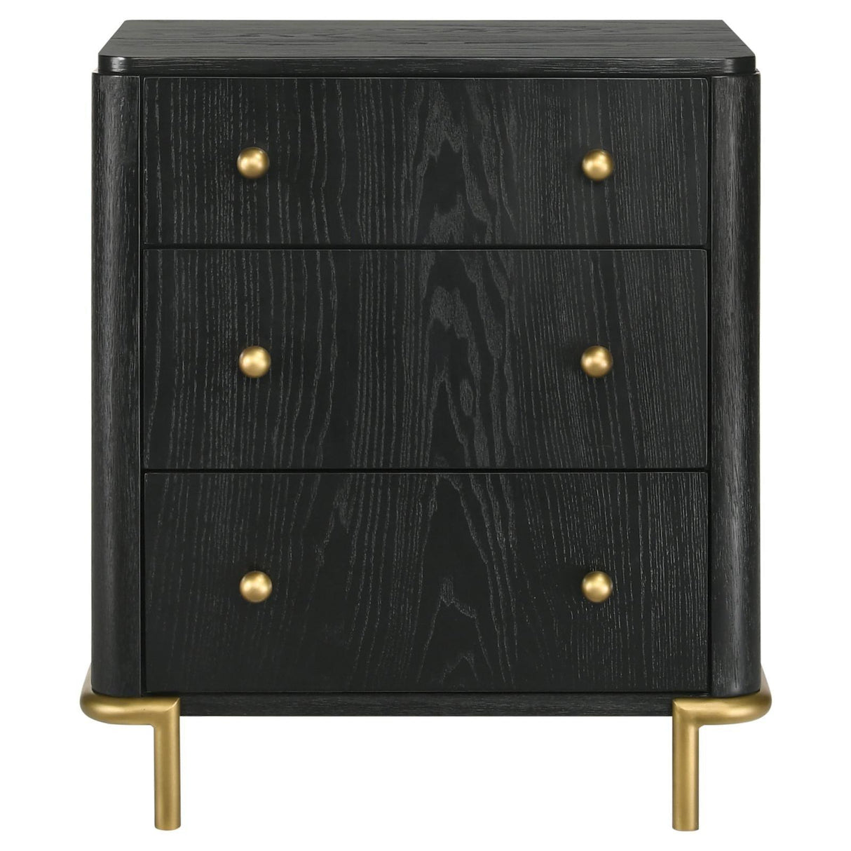 Arini Black 3-drawer Nightstand Bedside Table with USB Outlet by Coaster at Eve Furniture
