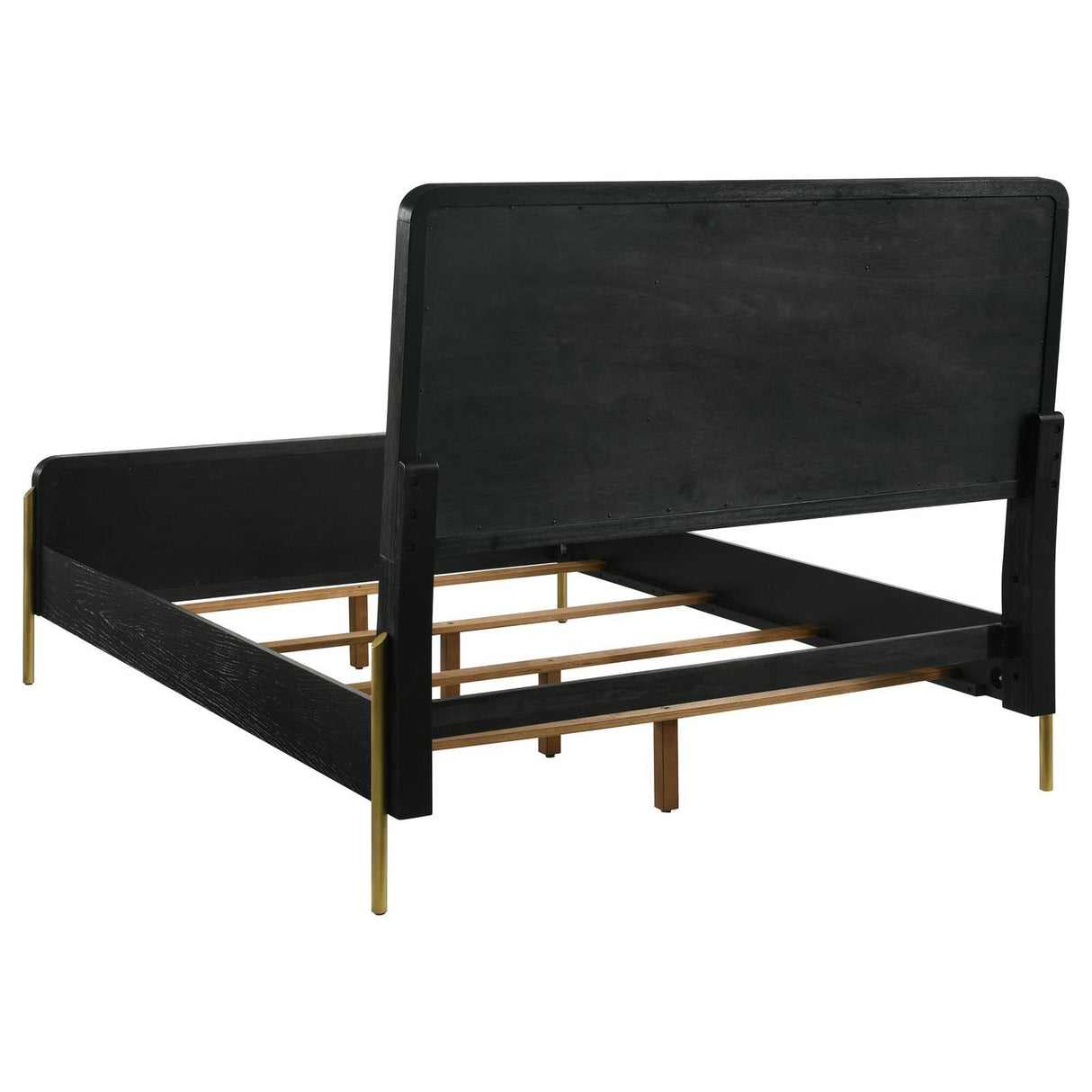 Arini Black and Natural Queen Bed with Woven Rattan Headboard by Coaster at Eve Furniture