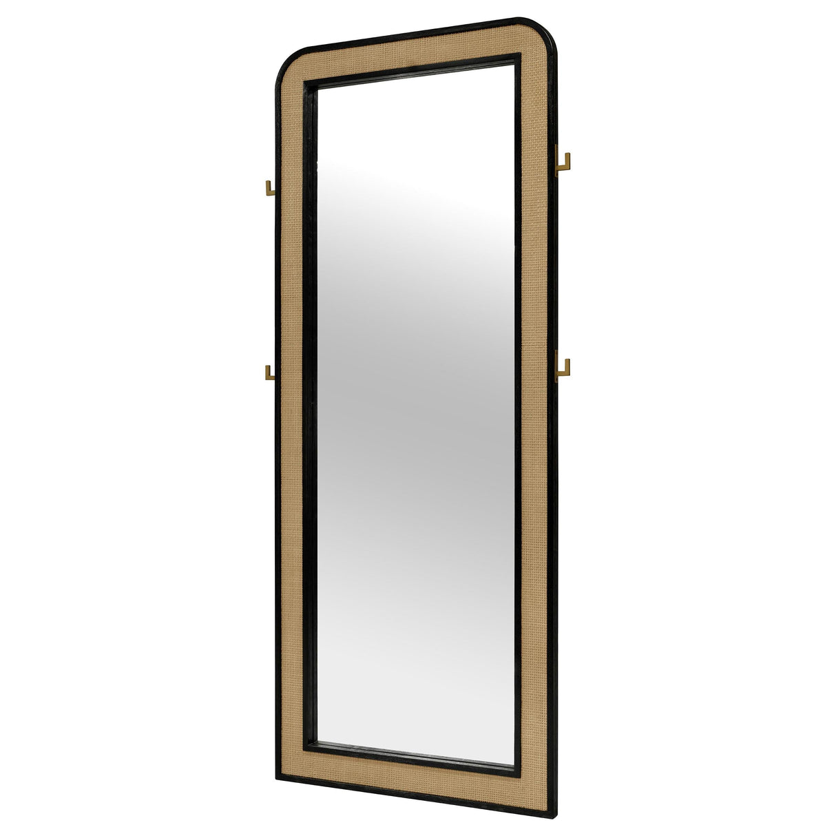 Arini Black Cane Weave Full Length Standing Floor Mirror by Coaster at Eve Furniture
