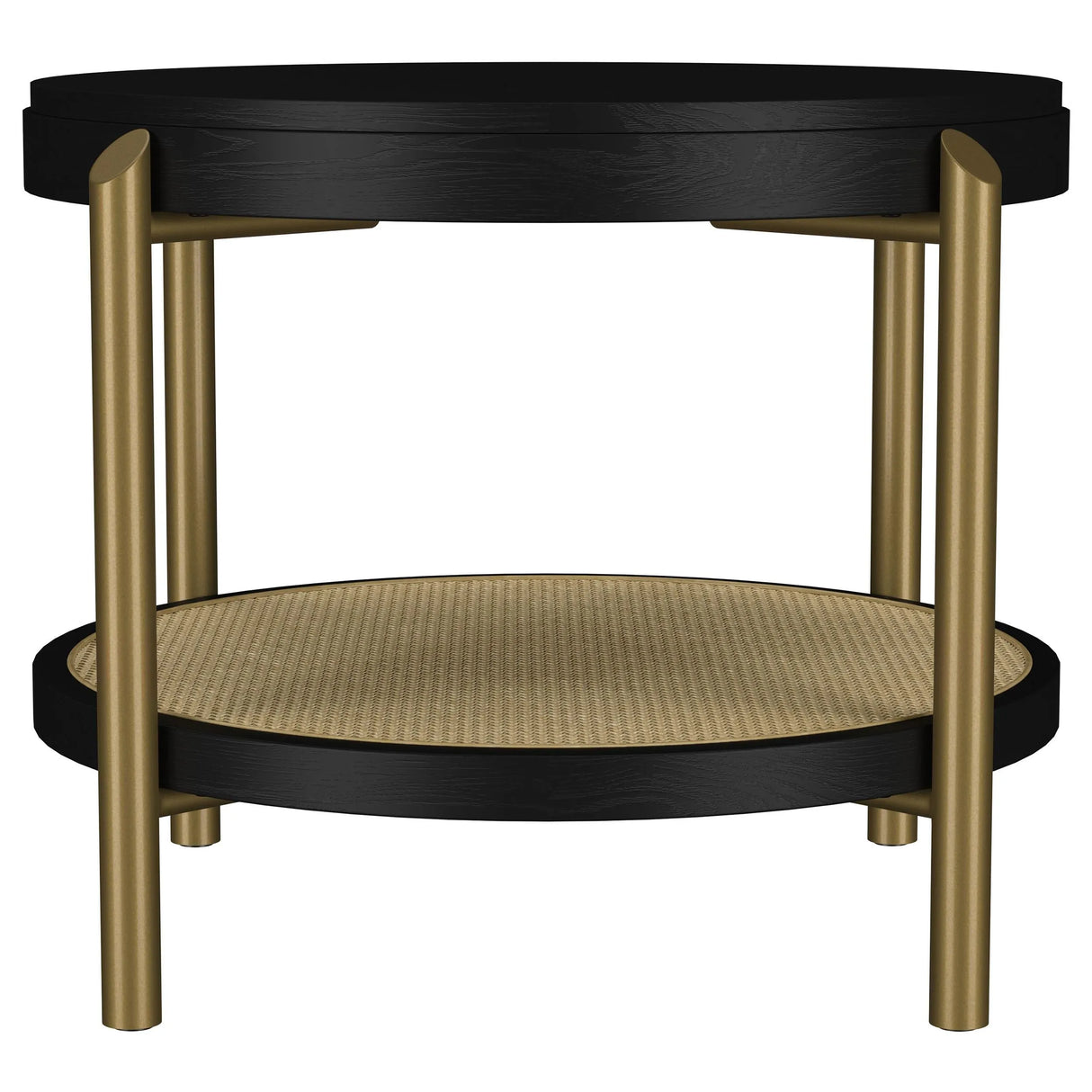 Arini Black Round End Side Table With Storage Shelf by Coaster at Eve Furniture