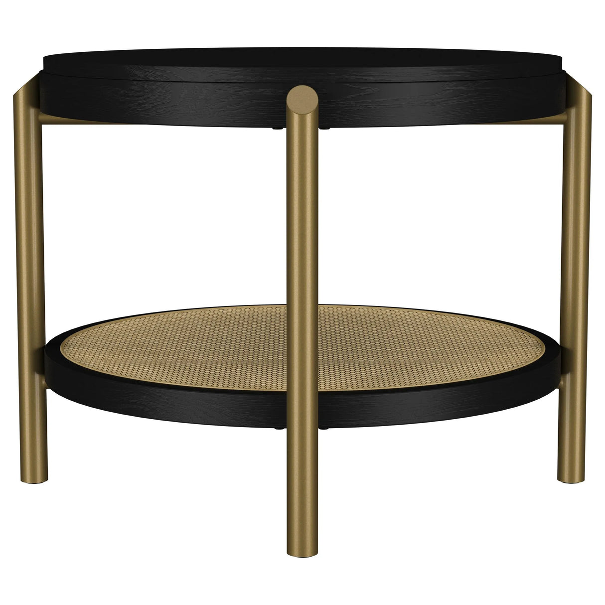 Arini Black Round End Side Table With Storage Shelf by Coaster at Eve Furniture