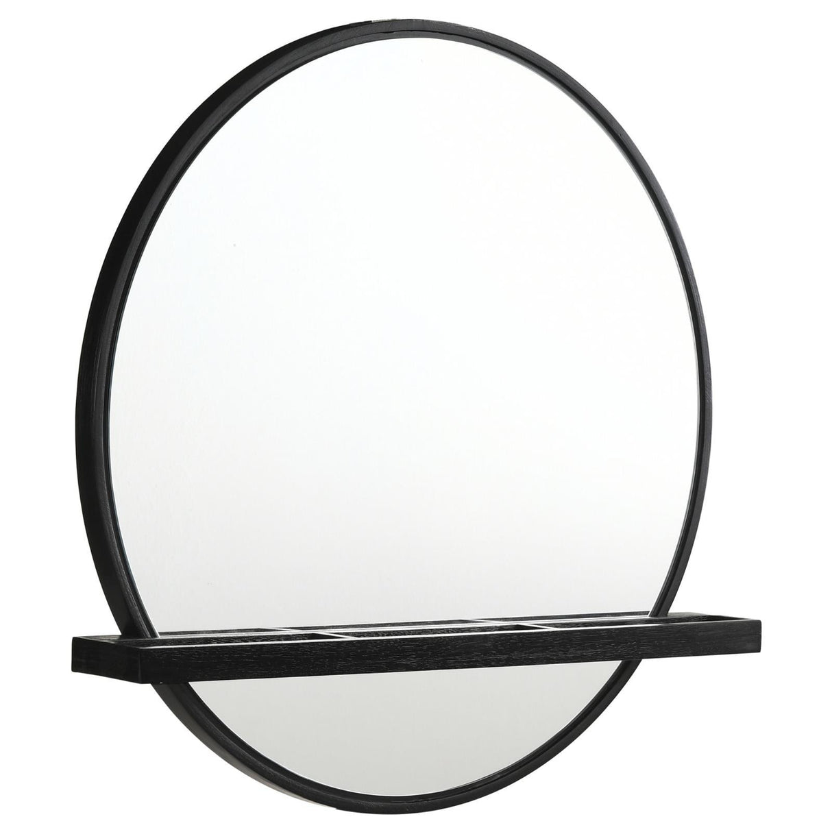 Arini Black Round Vanity Wall Mirror with Shelf by Coaster at Eve Furniture