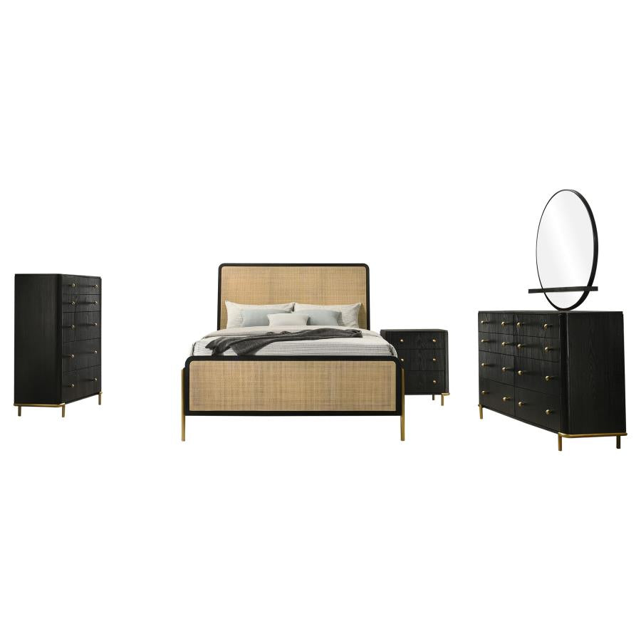 Arini Black/Natural 5-Piece Eastern King Bedroom Set by Coaster at Eve Furniture