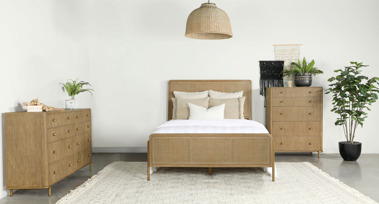 Arini Sand Cane Wash And Natural 3-Piece Queen Bedroom Set by Coaster at Eve Furniture