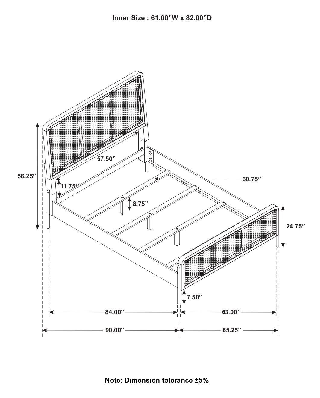 Arini Sand Wash and Natural Cane Upholstered Queen Panel Bed by Coaster at Eve Furniture