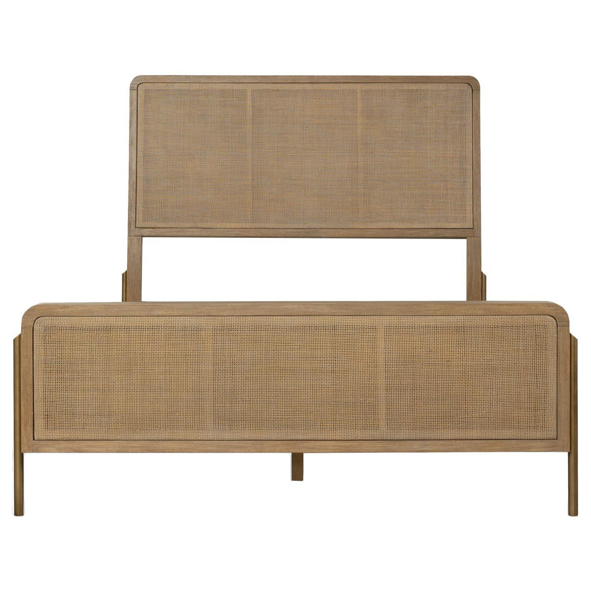 Arini Sand Wash and Natural Cane Upholstered Queen Panel Bed by Coaster at Eve Furniture