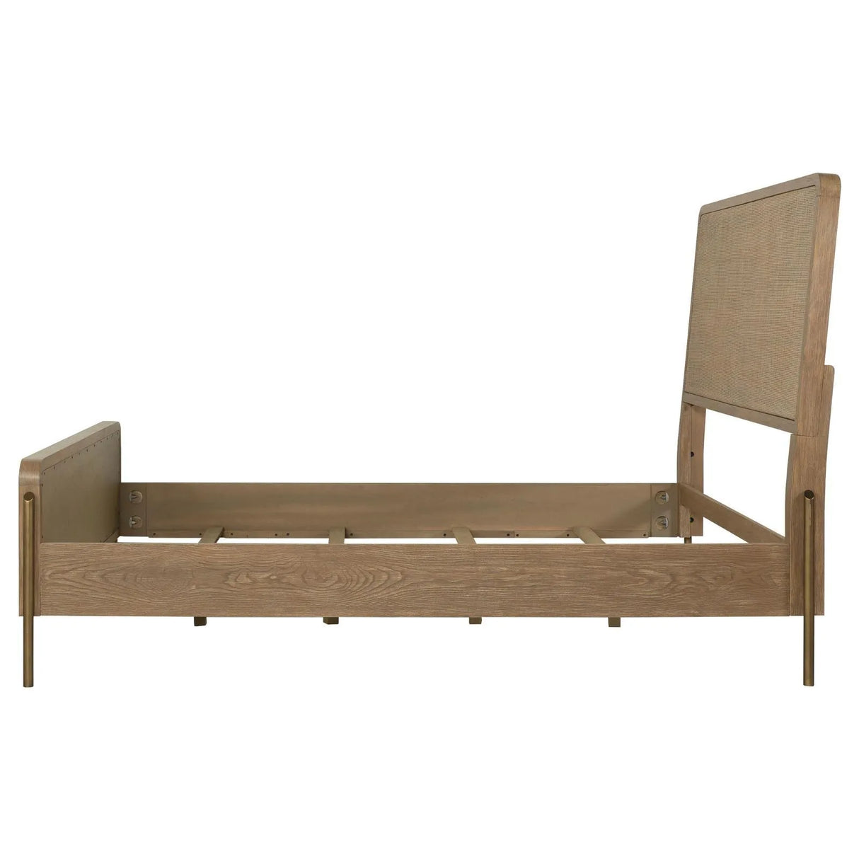 Arini Sand Wash and Natural Cane Upholstered Queen Panel Bed by Coaster at Eve Furniture