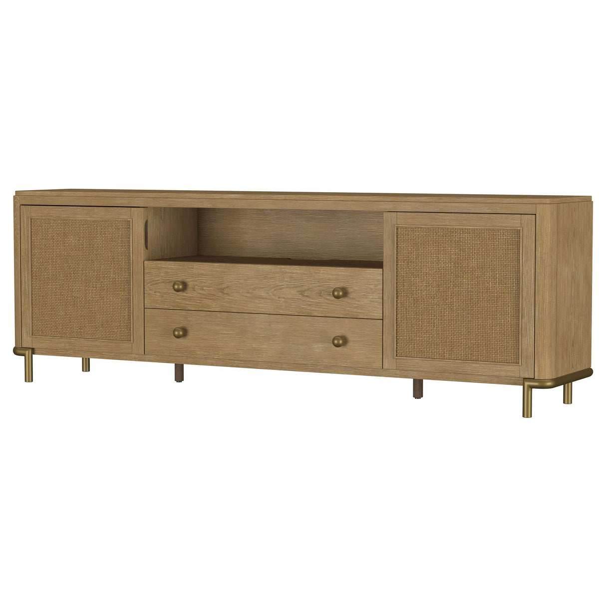Arini Sand Wash Rattan Cane 2-door TV Stand Media Console by Coaster at Eve Furniture
