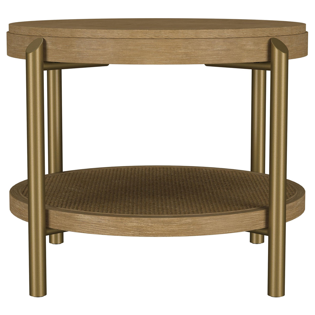 Arini Sand Wash Round End Side Table With Storage Shelf by Coaster at Eve Furniture