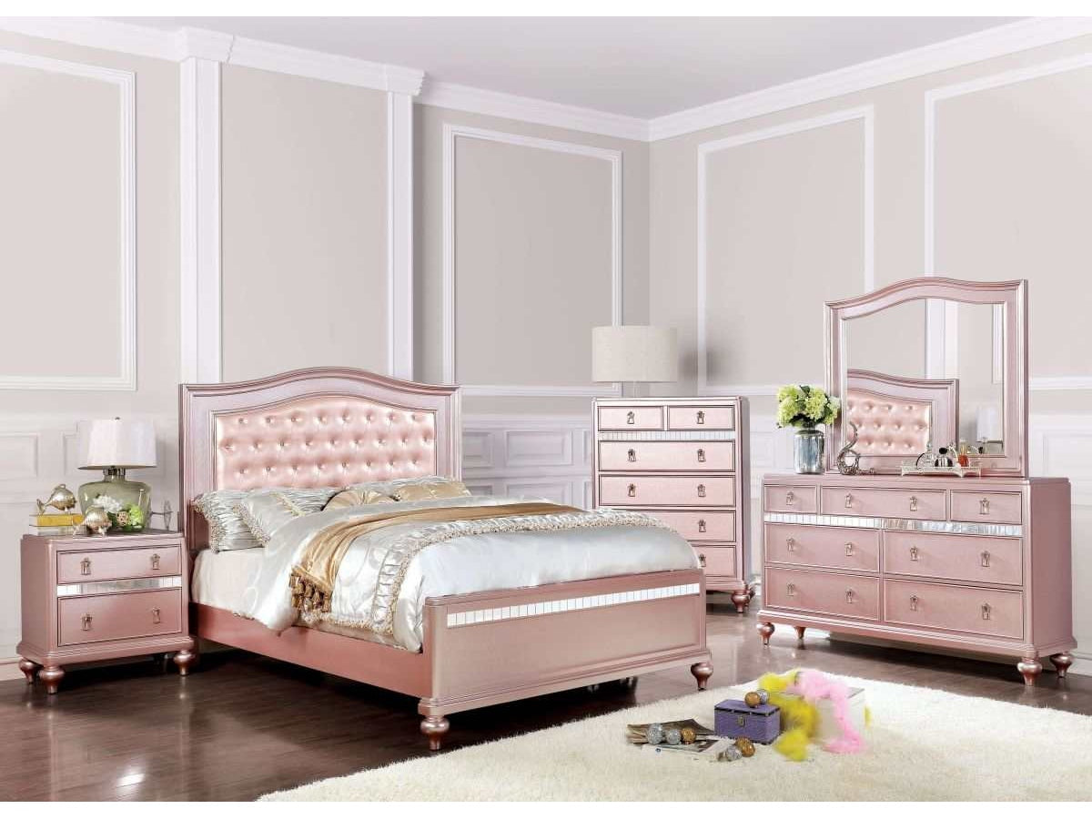 Ariston Rose Gold 4-Piece Full Bedroom Set by Furniture of America at Eve Furniture