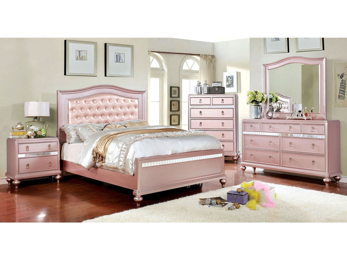 Ariston Rose Gold 4-Piece Queen Bedroom Set by Furniture of America at Eve Furniture