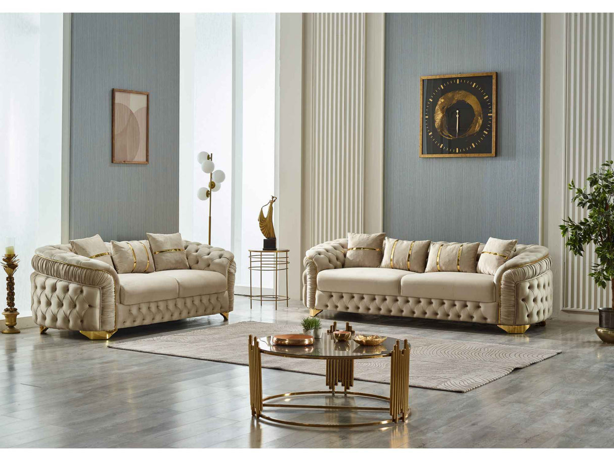 Arizona Beige Stationary Loveseat by Furnia at Eve Furniture