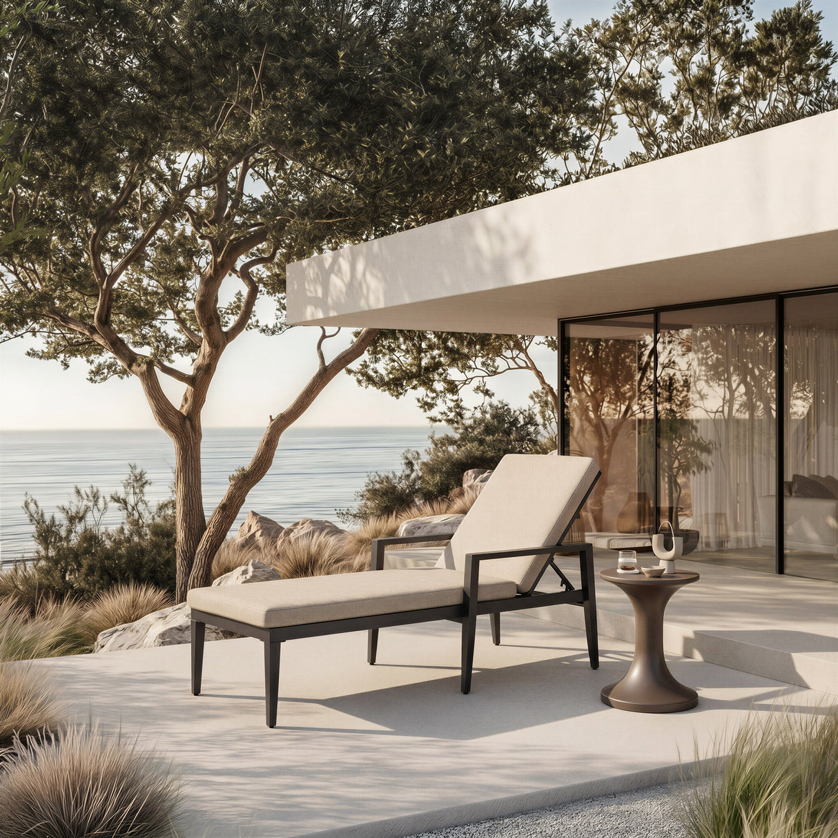 Arka Brown Outdoor Side Table by Zuomod at Eve Furniture