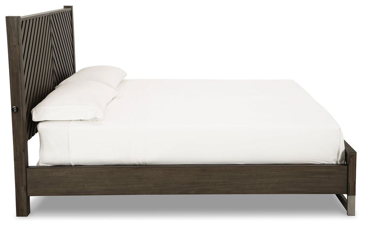 Arkenton Grayish Brown King Panel Bed by Ashley at Eve Furniture