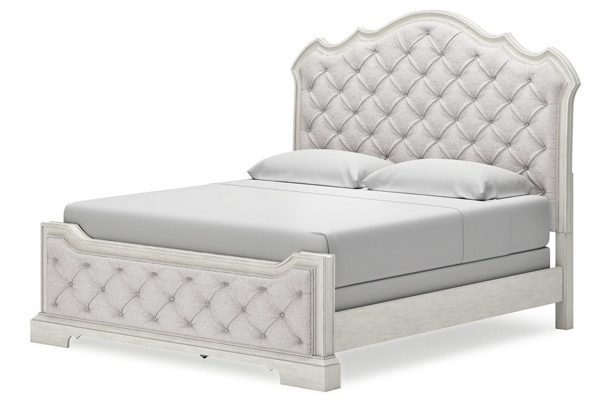 Arlendyne Antique White California King Upholstered Panel Bed by Ashley at Eve Furniture