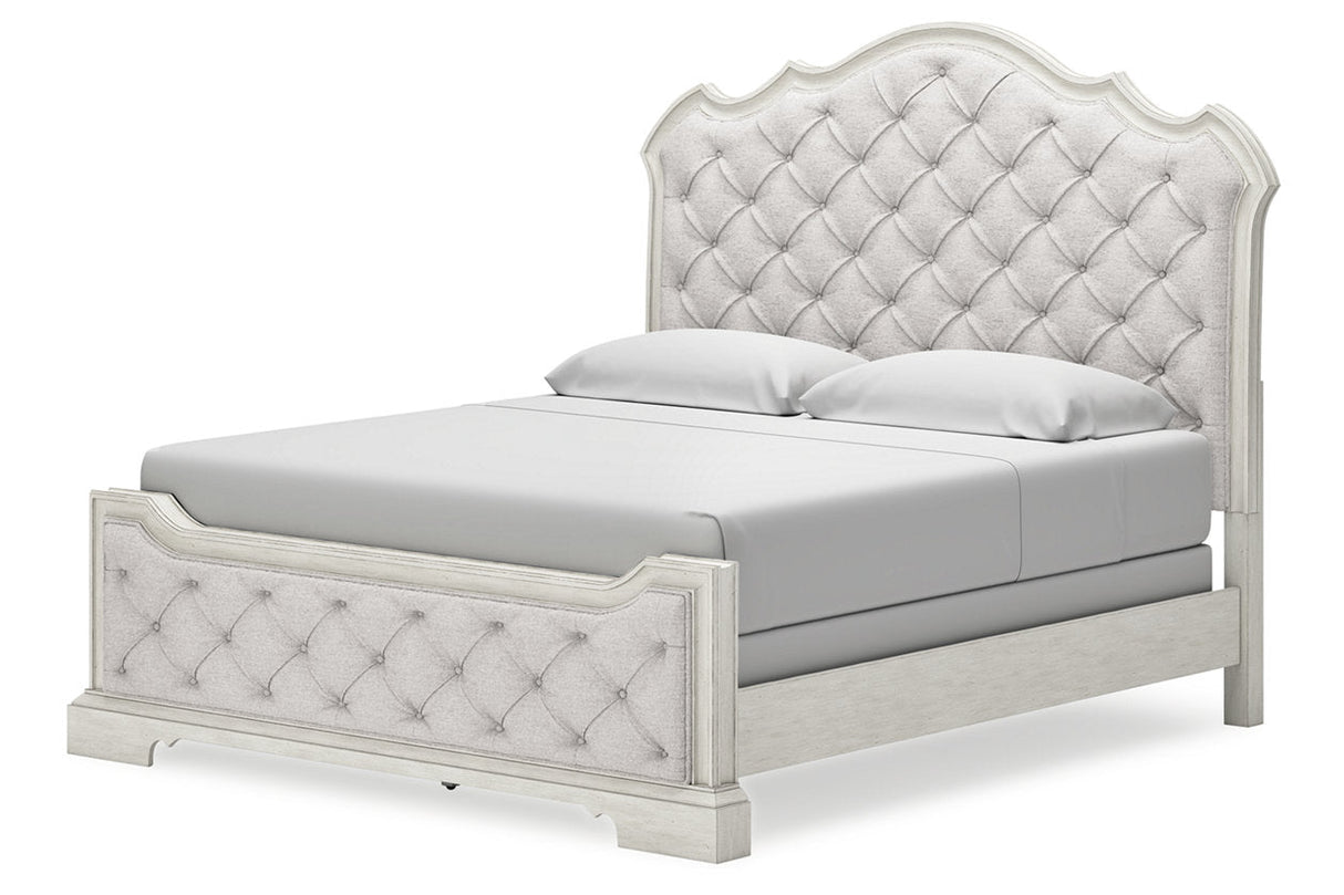 Arlendyne Antique White King Upholstered Panel Bed by Ashley at Eve Furniture