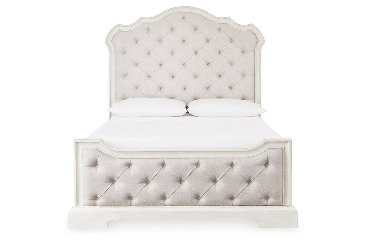 Arlendyne Antique White Queen Upholstered Panel Bed by Ashley at Eve Furniture