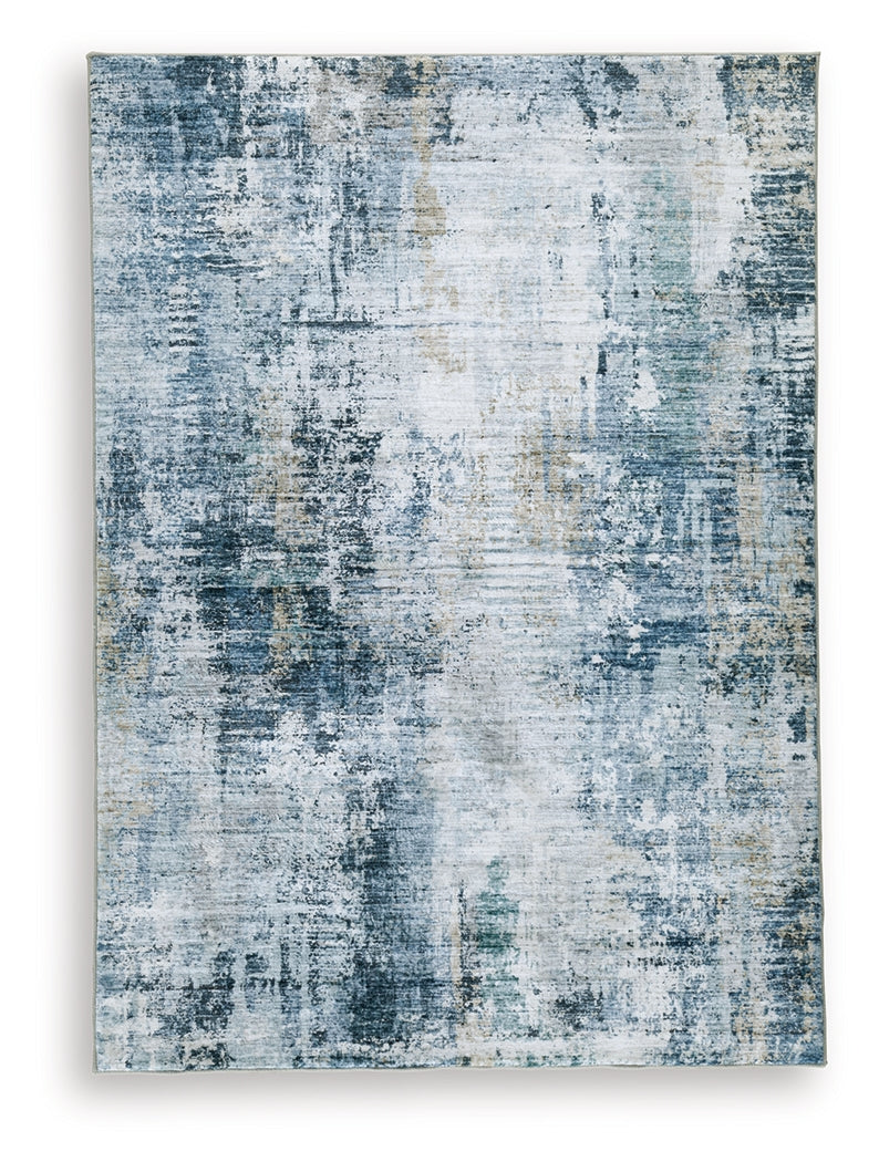 Arlenmont Blue/White/Brown Medium Rug by Ashley at Eve Furniture
