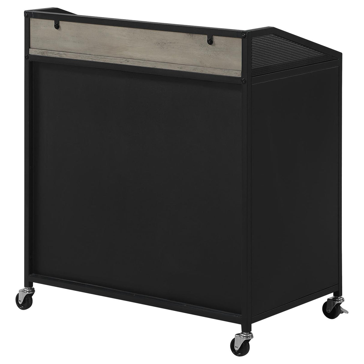 Arlette Gray Wash/Sandy Black Wine Cabinet with Wire Mesh Doors by Coaster at Eve Furniture