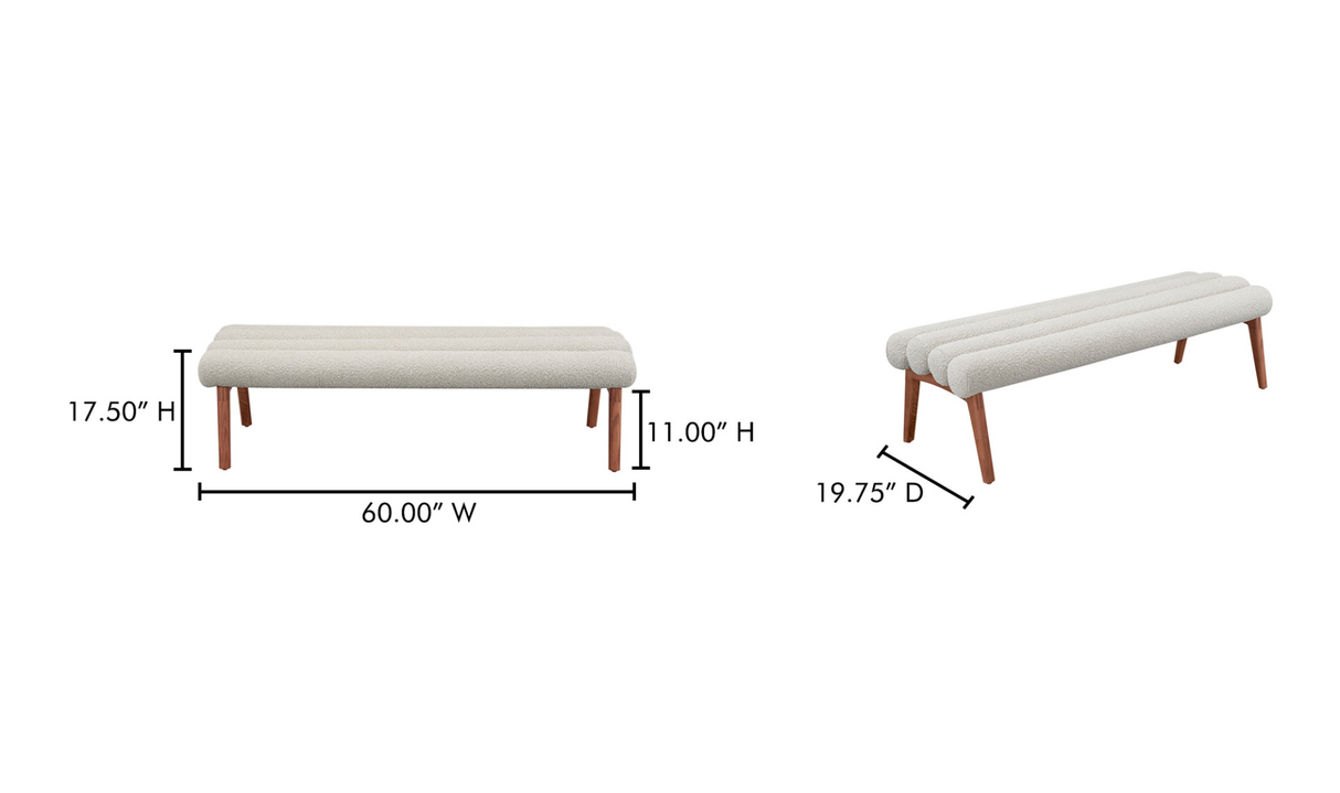 Arlo Bench - Off White by Moe's Home at Eve Furniture