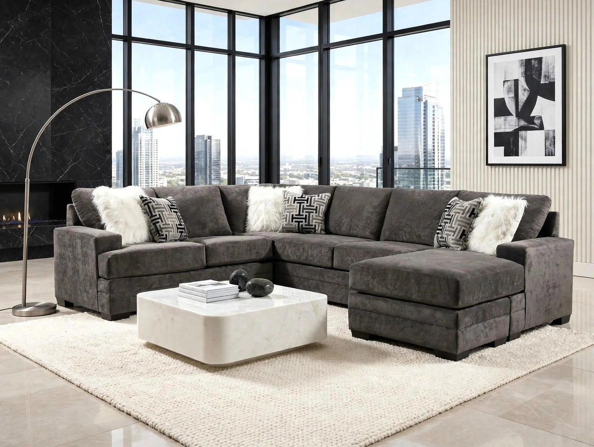 Arlo Charcoal Reversible Sectional by Happy Homes at Eve Furniture