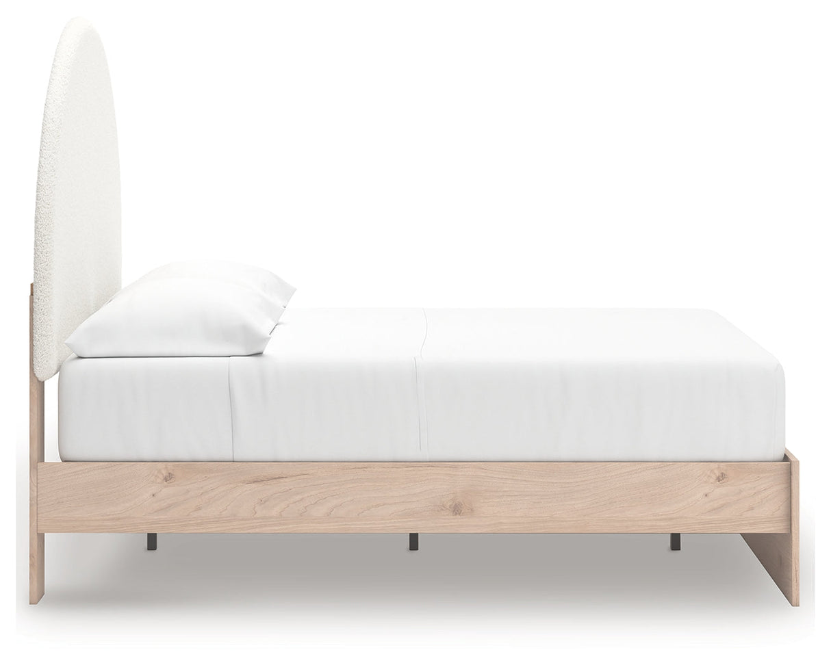 Arloster Tan/White Full Upholstered Platform Bed by Ashley at Eve Furniture