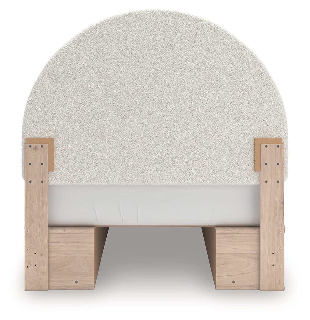 Arloster Tan/White Full Upholstered Platform Bed with Storage by Ashley at Eve Furniture