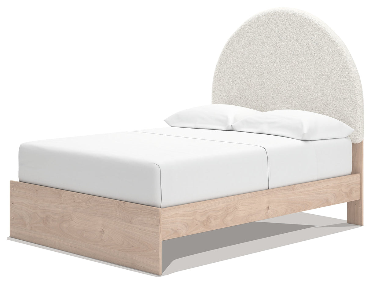 Arloster Tan/White Full Upholstered Platform Bed with Storage by Ashley at Eve Furniture