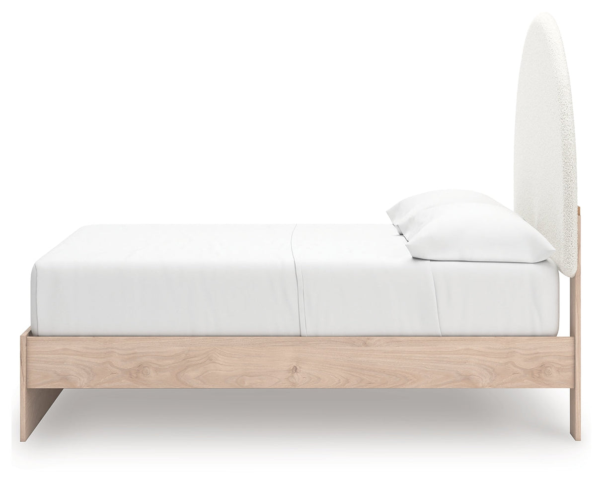 Arloster Tan/White Full Upholstered Platform Bed with Storage by Ashley at Eve Furniture