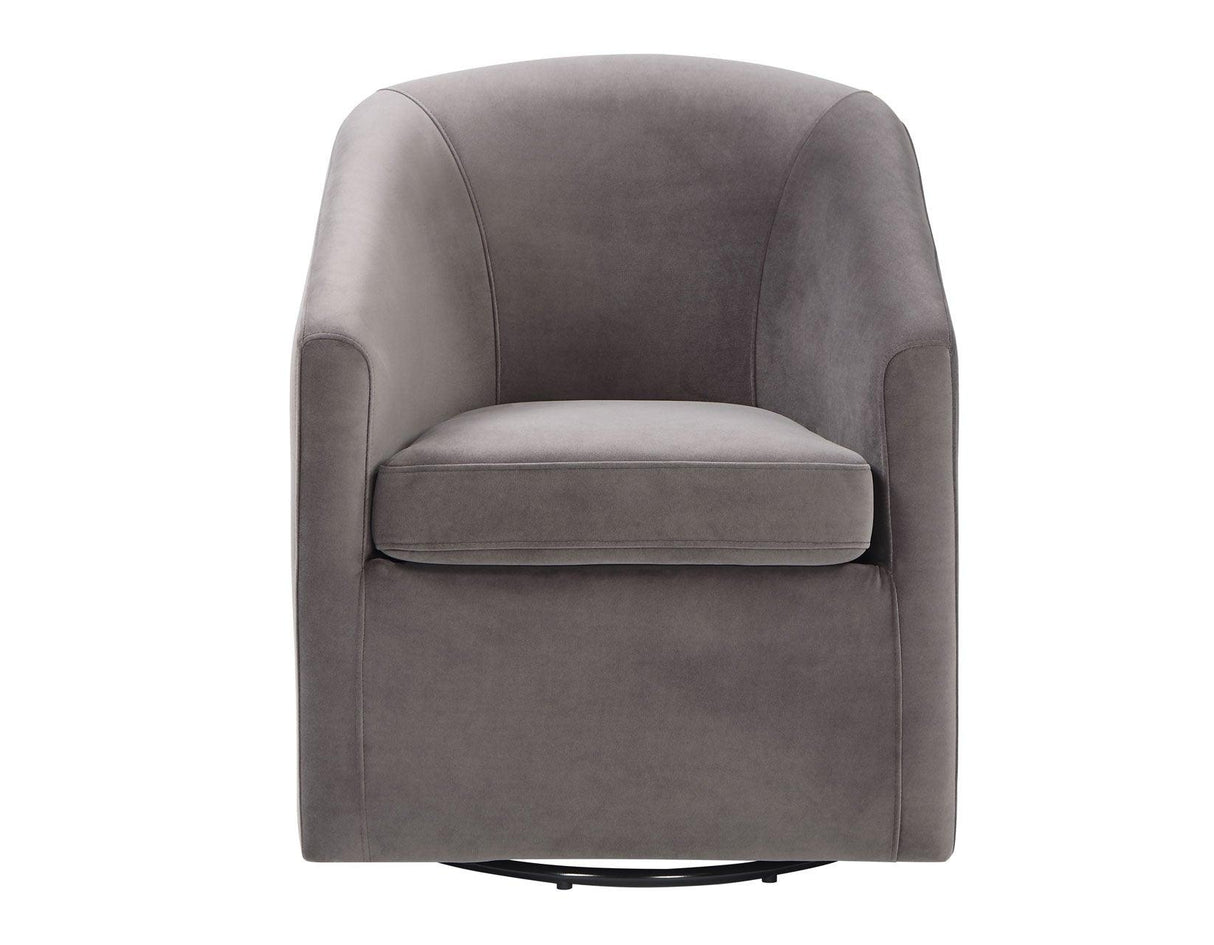 Arlo Fog Velvet Upholstered Swivel Barrel Chair by Steve Silver at Eve Furniture