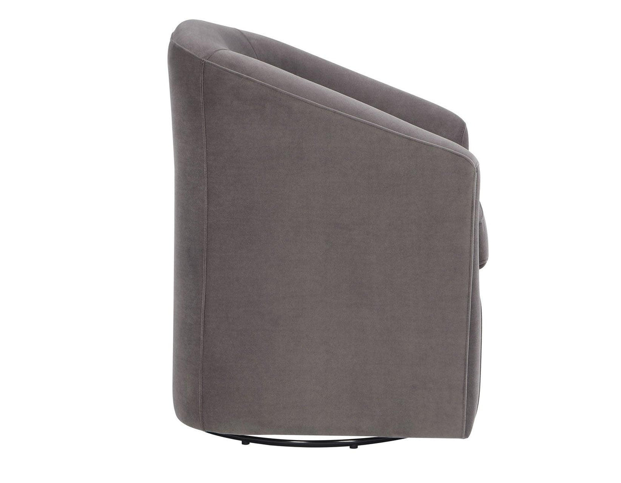 Arlo Fog Velvet Upholstered Swivel Barrel Chair by Steve Silver at Eve Furniture