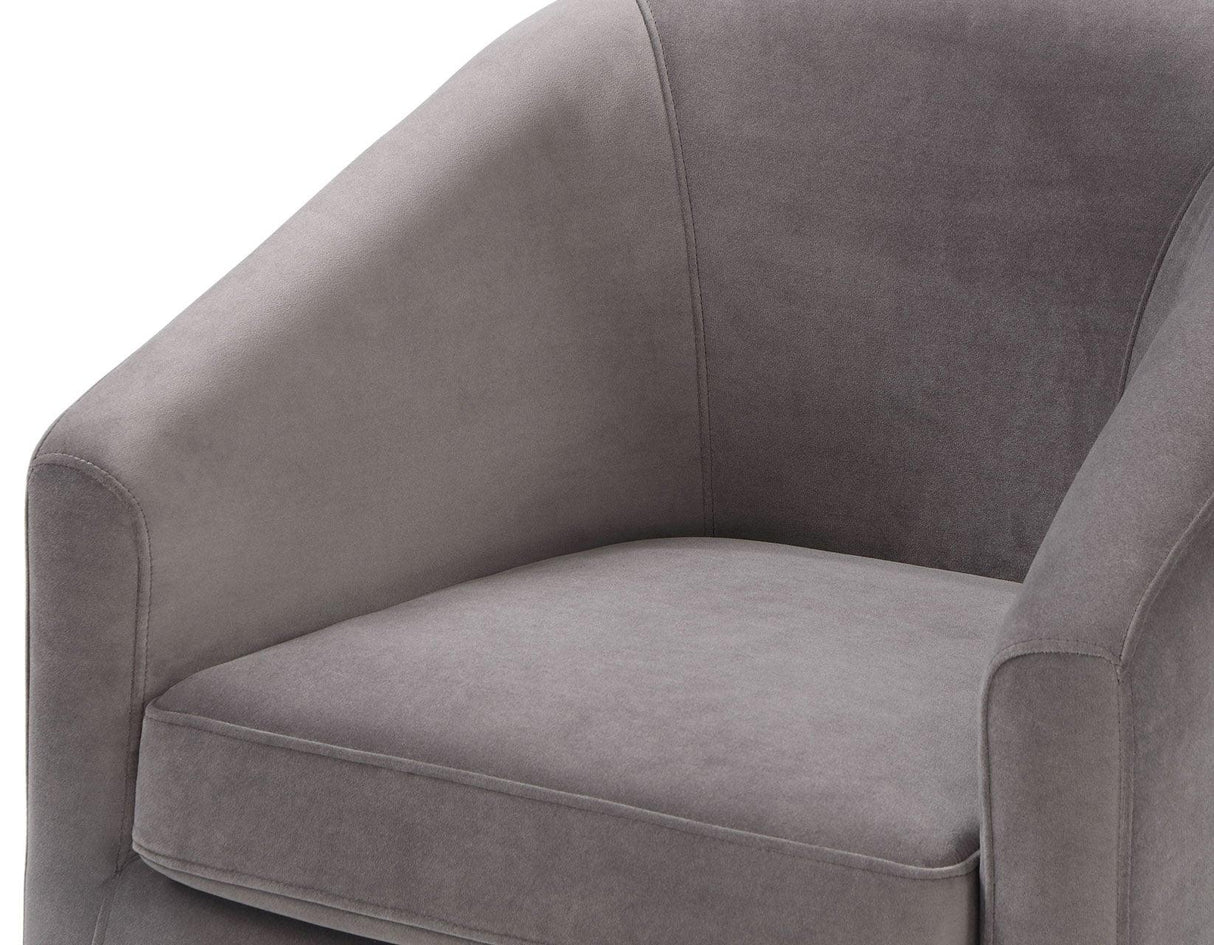 Arlo Fog Velvet Upholstered Swivel Barrel Chair by Steve Silver at Eve Furniture