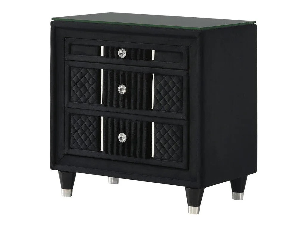 Armany Black Nightstand by Crown Mark at Eve Furniture