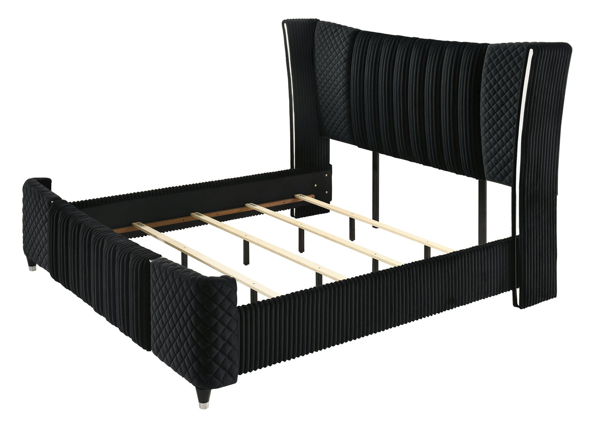 Armany Black Upholstered Wingback Panel Queen Bed by Crown Mark at Eve Furniture
