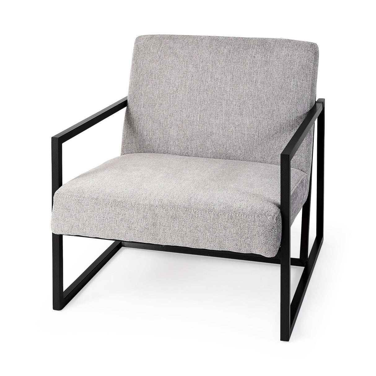 Armelle Gray Fabric Seat W/Black Metal Frame Accent Chair by Mercana at Eve Furniture