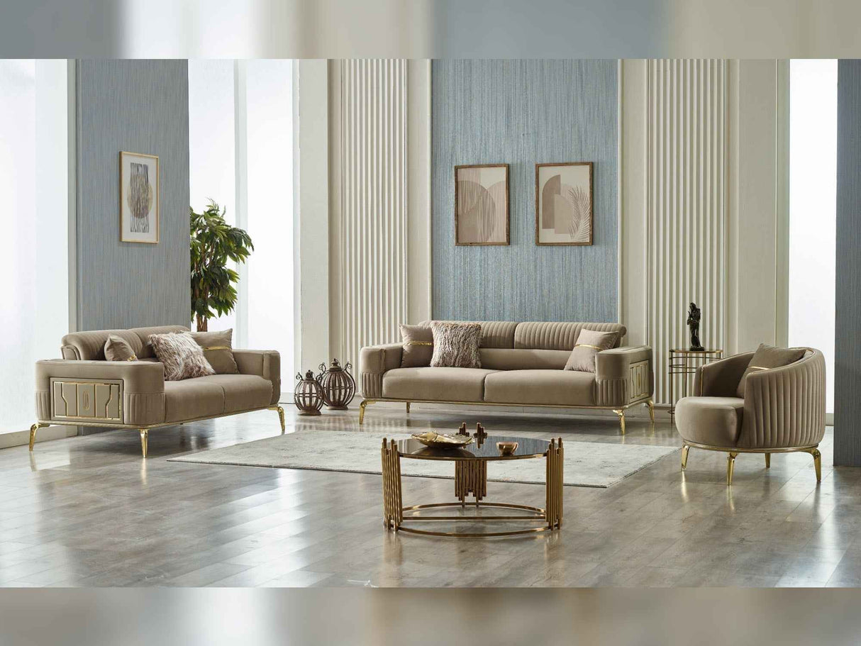 Armoni 3-pieces (Sofa & Loveseat & Chair) Livingroom Set in Beige