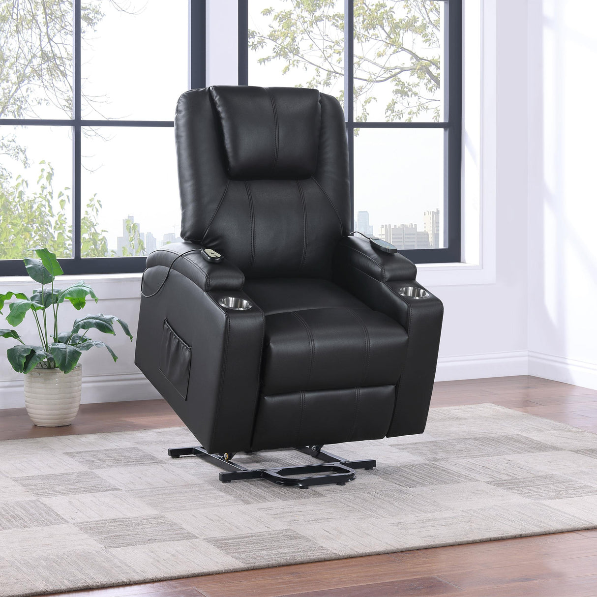 Armstrong Black Upholstered Power Lift Massage Recliner by Coaster at Eve Furniture