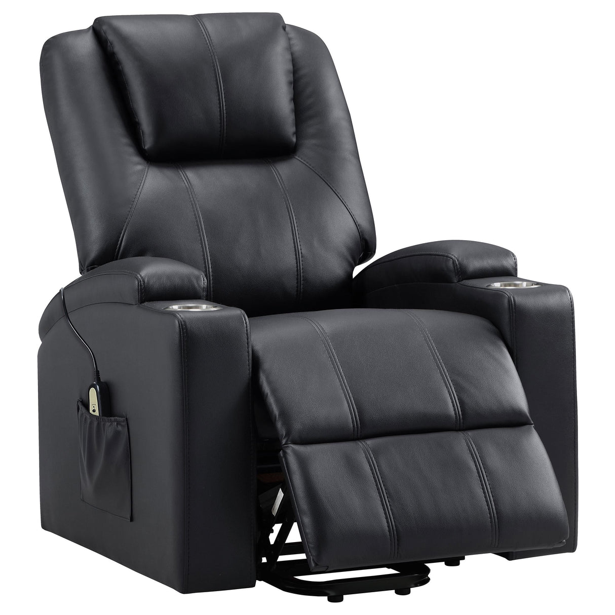 Armstrong Black Upholstered Power Lift Massage Recliner by Coaster at Eve Furniture