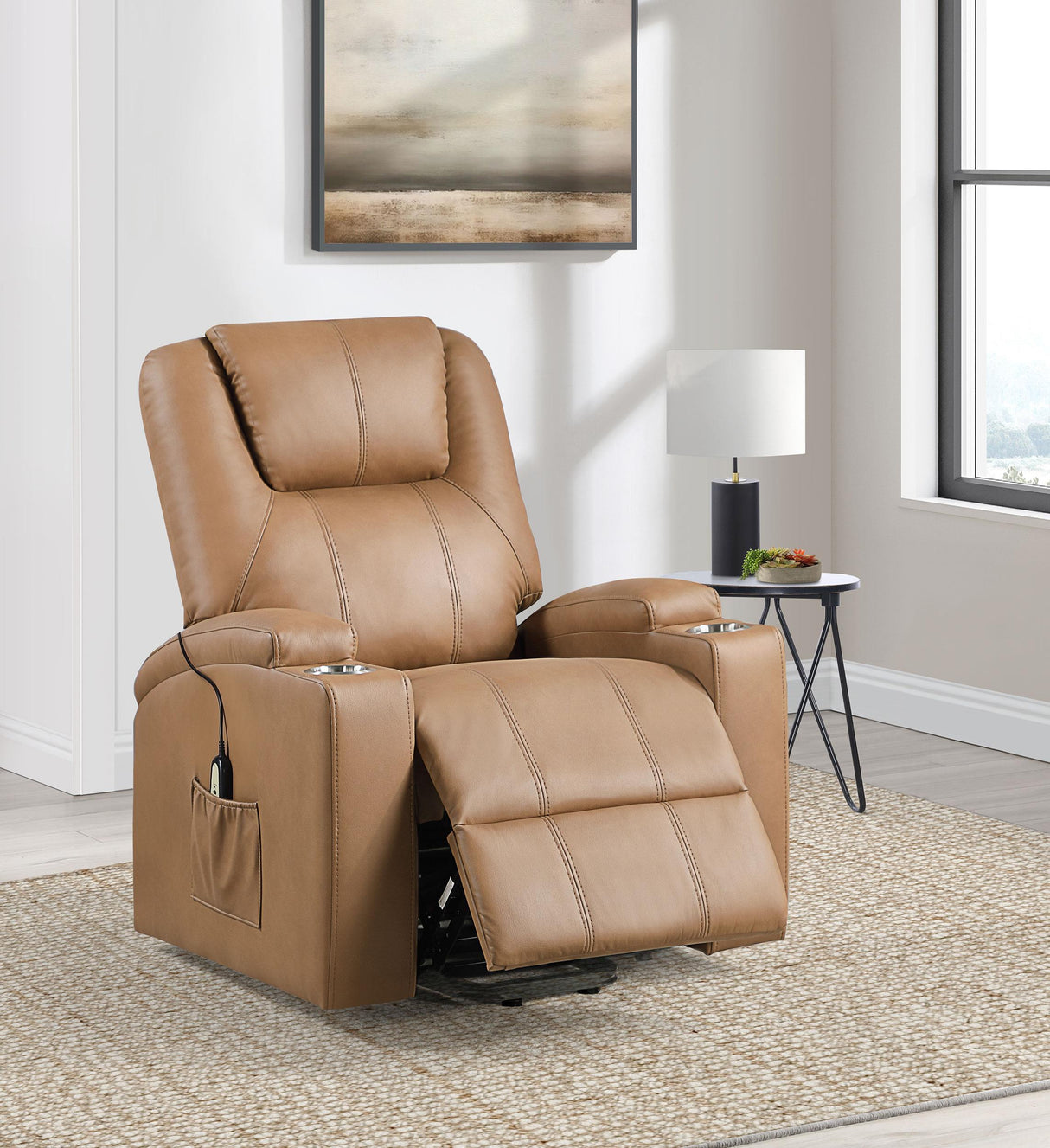 Armstrong Camel Upholstered Power Lift Massage Recliner by Coaster at Eve Furniture