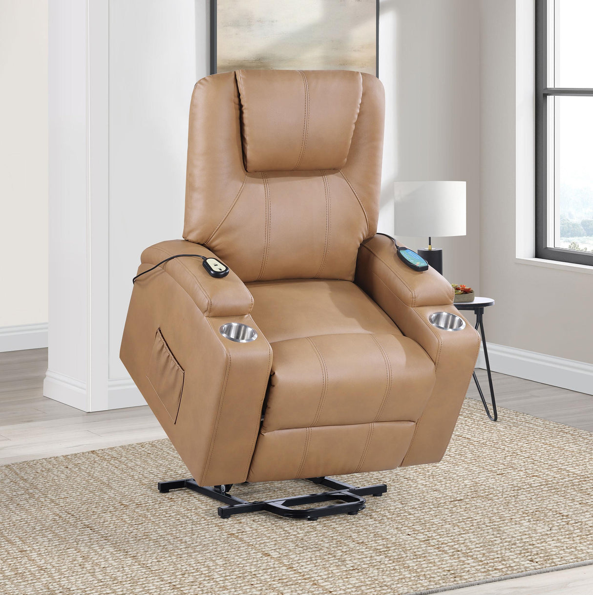 Armstrong Camel Upholstered Power Lift Massage Recliner by Coaster at Eve Furniture