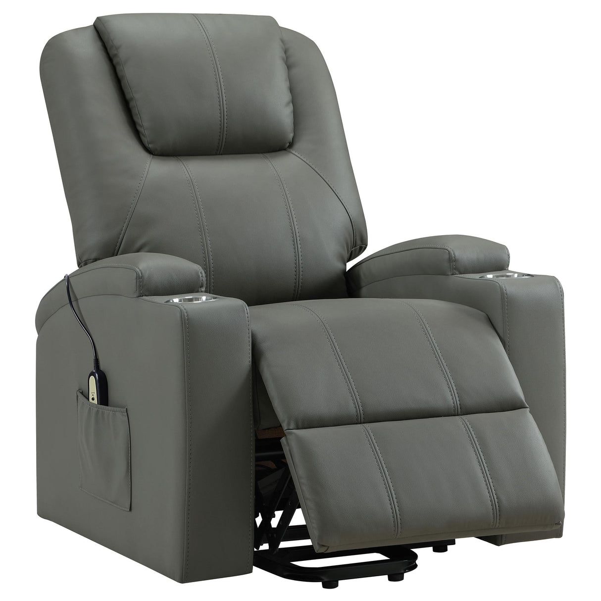 Armstrong Gray Upholstered Power Lift Massage Recliner by Coaster at Eve Furniture